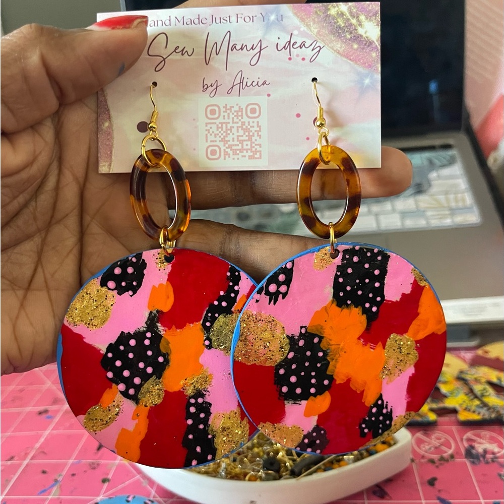 Colorful Abstract Circle Earrings
